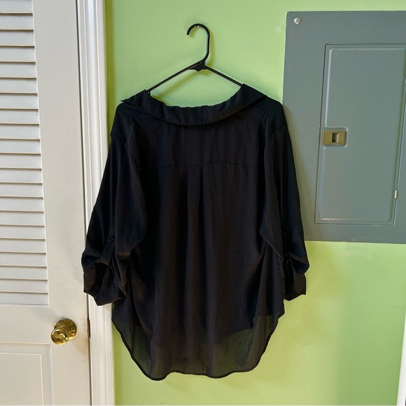 Torrid Women's Plus Size Black Georgette Lightweight 3/4 Sleeve Blouse Top Sz 1 - Picture 4 of 4